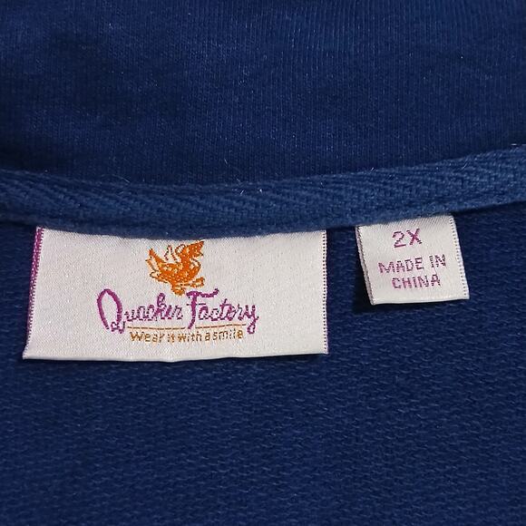 Quacker Factory 2X White 3/4 slv T-Shirt & Blue Full-Zip Bedazzled Vest 2 items! - Picture 3 of 15